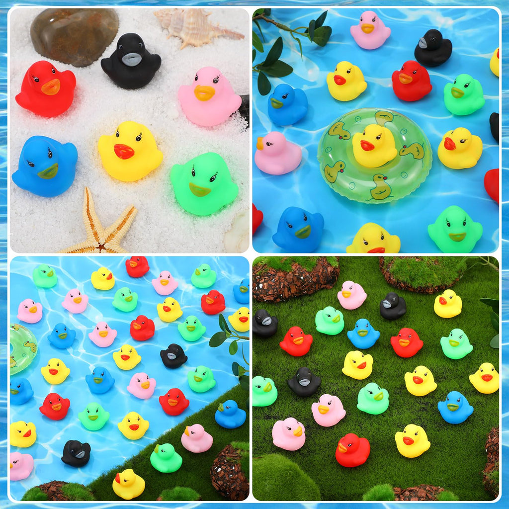 Zhanmai 300 Pcs Mini Rubber Ducks Bulk — Colorful Bath Toys for Party & Shower