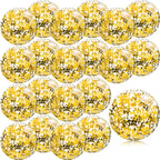 Zhanmai 20 Pieces 8-Inch Mini Glitter Beach Balls – Clear Inflatable Pool Party Favors (Gold)
