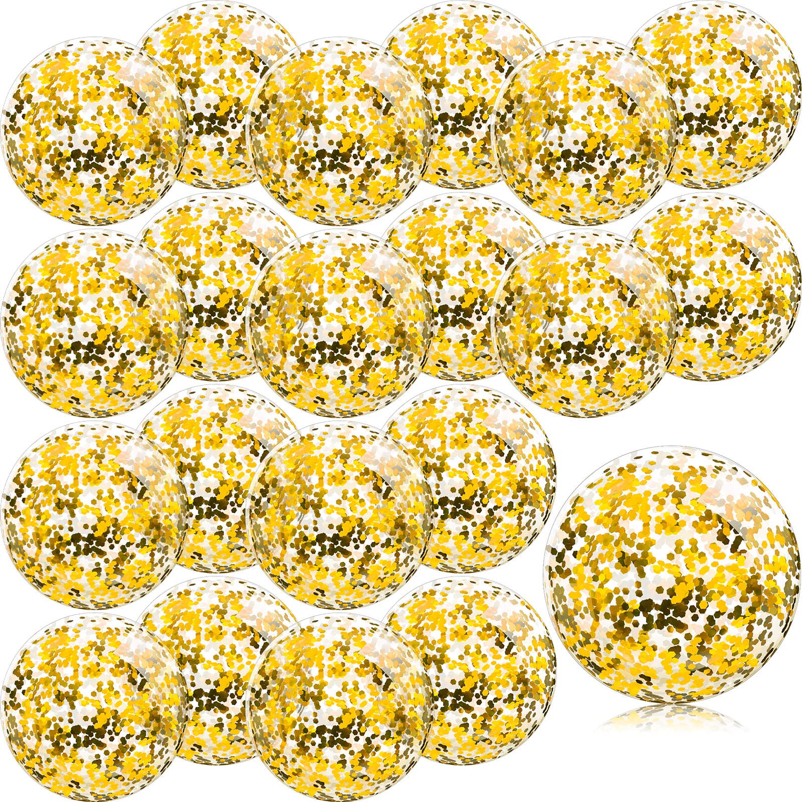 Zhanmai 20 Pieces 8-Inch Mini Glitter Beach Balls – Clear Inflatable Pool Party Favors (Gold)