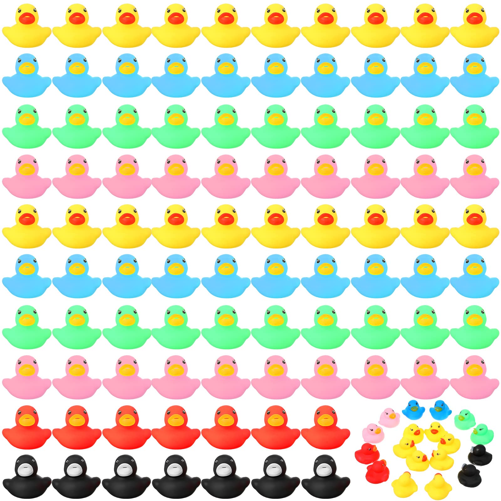 Zhanmai 300 Pcs Mini Rubber Ducks Bulk — Colorful Bath Toys for Party & Shower