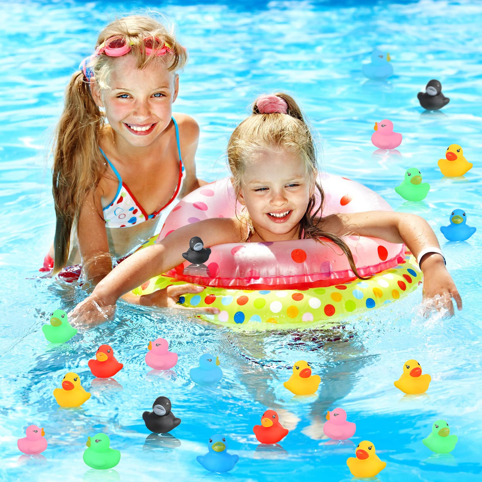 Zhanmai 300 Pcs Mini Rubber Ducks Bulk — Colorful Bath Toys for Party & Shower