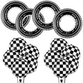 Zhanmai 14-Piece Car Decorations Set - Racing Cars Birthday Party Supplies, 18-Inch Plaid Balloons & Tire Floats