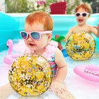 Zhanmai 20 Pieces 8-Inch Mini Glitter Beach Balls – Clear Inflatable Pool Party Favors (Gold)