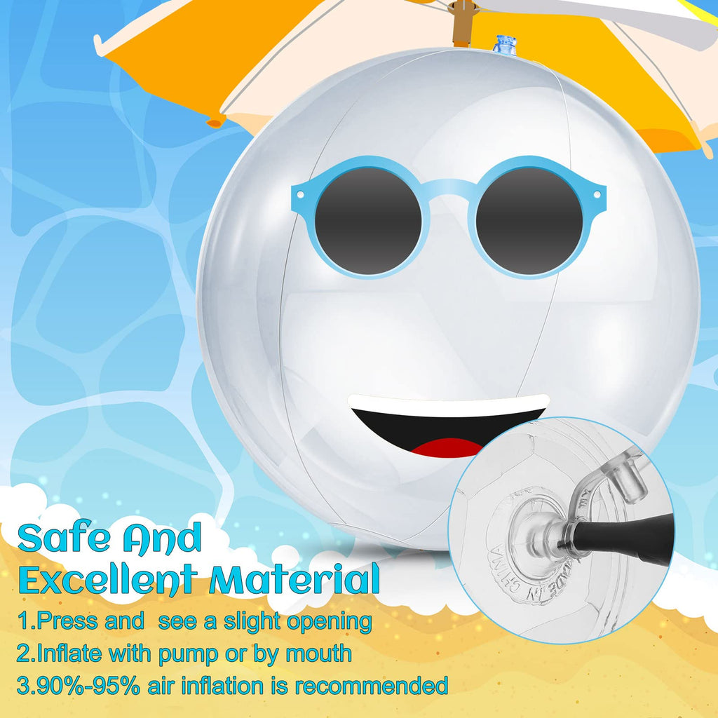 Zhanmai 6-Piece Clear Beach Ball Set — 24-Inch Inflatable Pool Balloons for Beach & Luau Decor