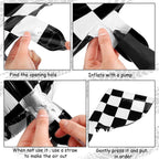 Zhanmai 14-Piece Car Decorations Set - Racing Cars Birthday Party Supplies, 18-Inch Plaid Balloons & Tire Floats