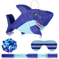 Zhanmai Shark Piñata – 15.7in Ocean Party Kit with Blindfold, Bat & Confetti