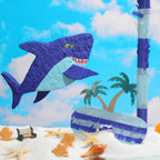 Zhanmai Shark Piñata – 15.7in Ocean Party Kit with Blindfold, Bat & Confetti