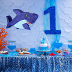 Zhanmai Shark Piñata – 15.7in Ocean Party Kit with Blindfold, Bat & Confetti