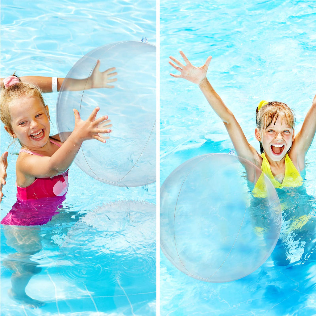 Zhanmai 6-Piece Clear Beach Ball Set — 24-Inch Inflatable Pool Balloons for Beach & Luau Decor