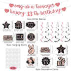 ZHAOQIZENG Pre-Strung 13th Birthday Banner – Glitter Rose Gold Party Decor for Girls