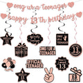 ZHAOQIZENG Pre-Strung 13th Birthday Banner – Glitter Rose Gold Party Decor for Girls