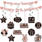 ZHAOQIZENG Pre-Strung 13th Birthday Banner – Glitter Rose Gold Party Decor for Girls