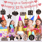 ZHAOQIZENG Pre-Strung 13th Birthday Banner – Glitter Rose Gold Party Decor for Girls