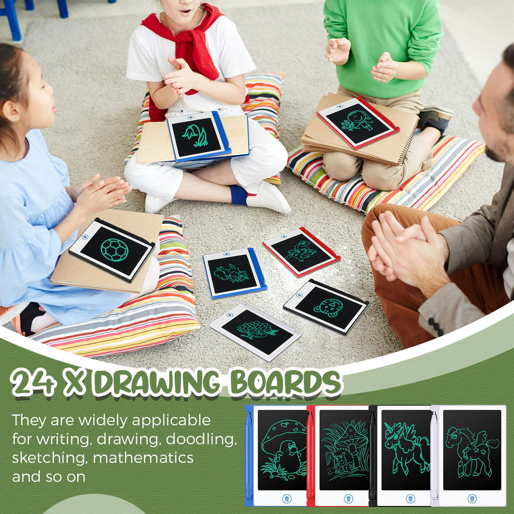 Zhehao 24 Pack LCD Mini Writing Tablet for Kids – 4.5-inch Doodle Board, Erasable & Reusable, Party Favors & Classroom Gifts