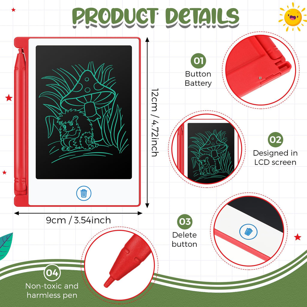 Zhehao 24 Pack LCD Mini Writing Tablet for Kids – 4.5-inch Doodle Board, Erasable & Reusable, Party Favors & Classroom Gifts