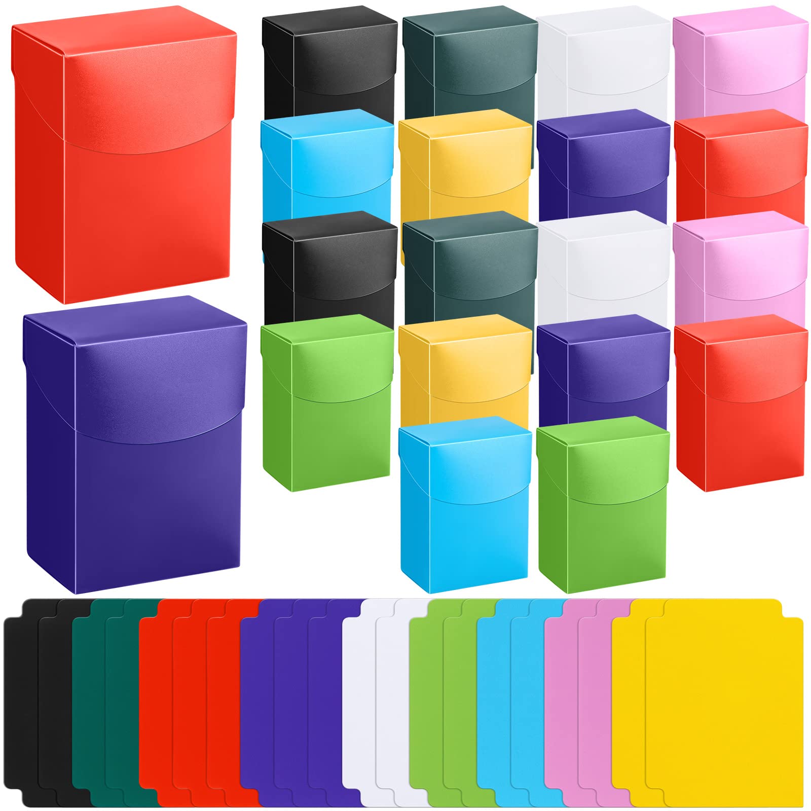Zhehao 40-Piece Deck Card Boxes with 20 Dividers – 20 Deck Cases & Divider Set | Card Storage Organizer for Trading, Family, Party Games