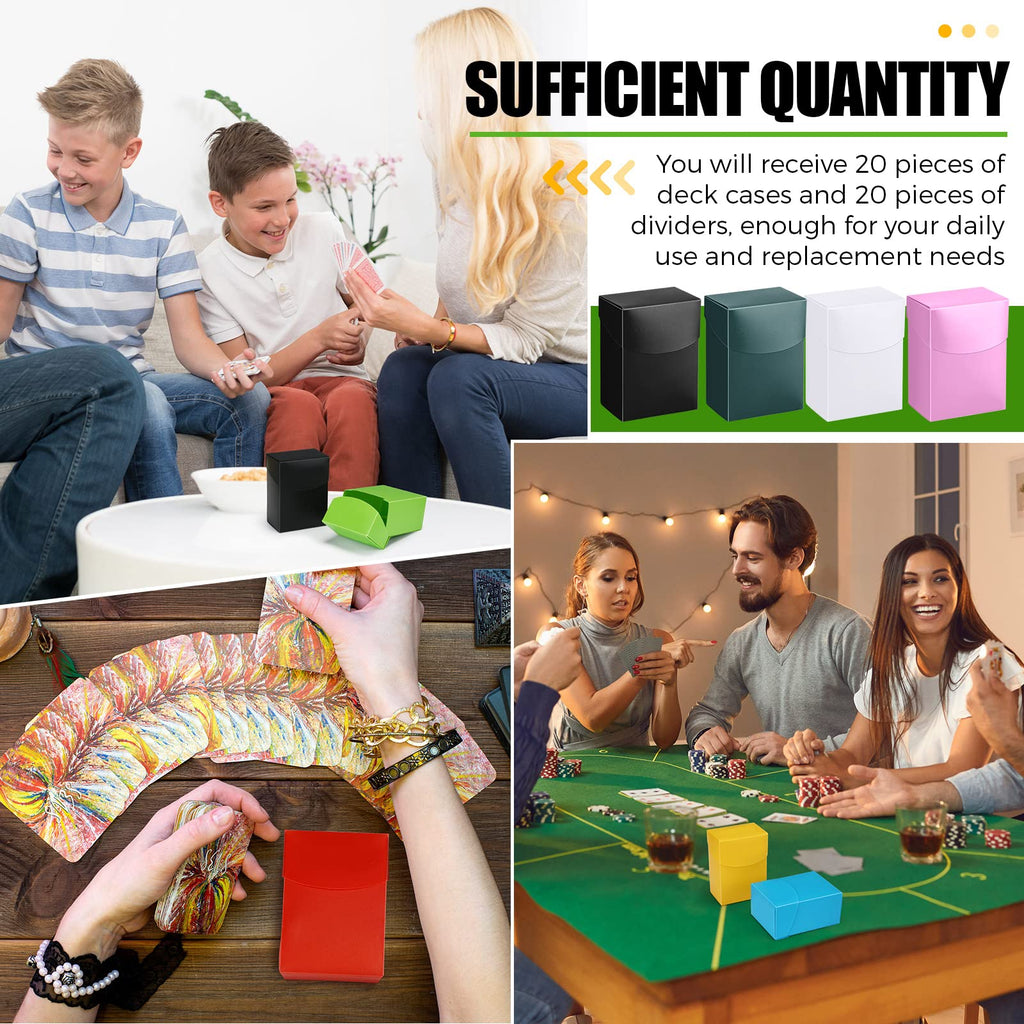 Zhehao 40-Piece Deck Card Boxes with 20 Dividers – 20 Deck Cases & Divider Set | Card Storage Organizer for Trading, Family, Party Games