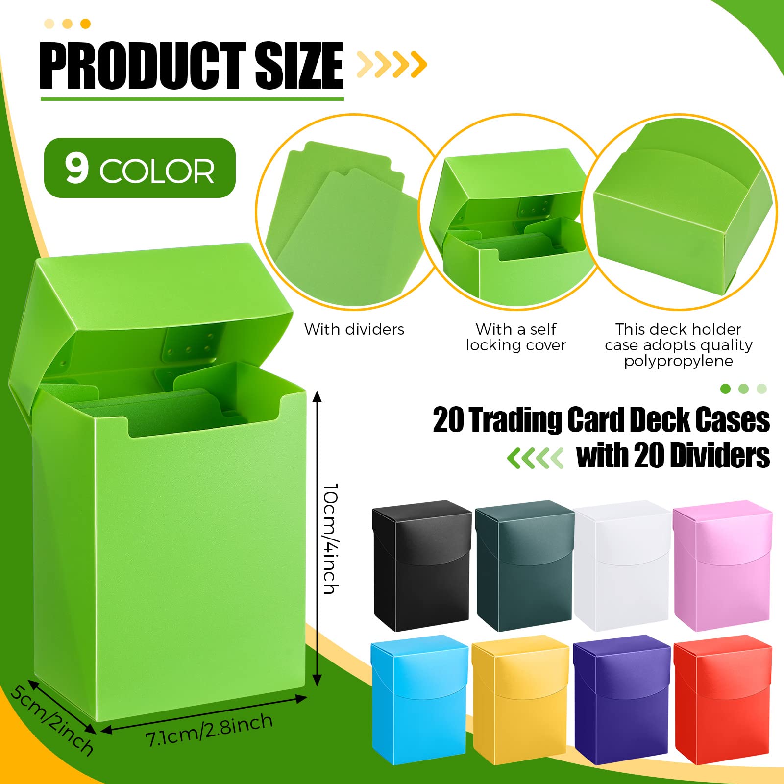 Zhehao 40-Piece Deck Card Boxes with 20 Dividers – 20 Deck Cases & Divider Set | Card Storage Organizer for Trading, Family, Party Games
