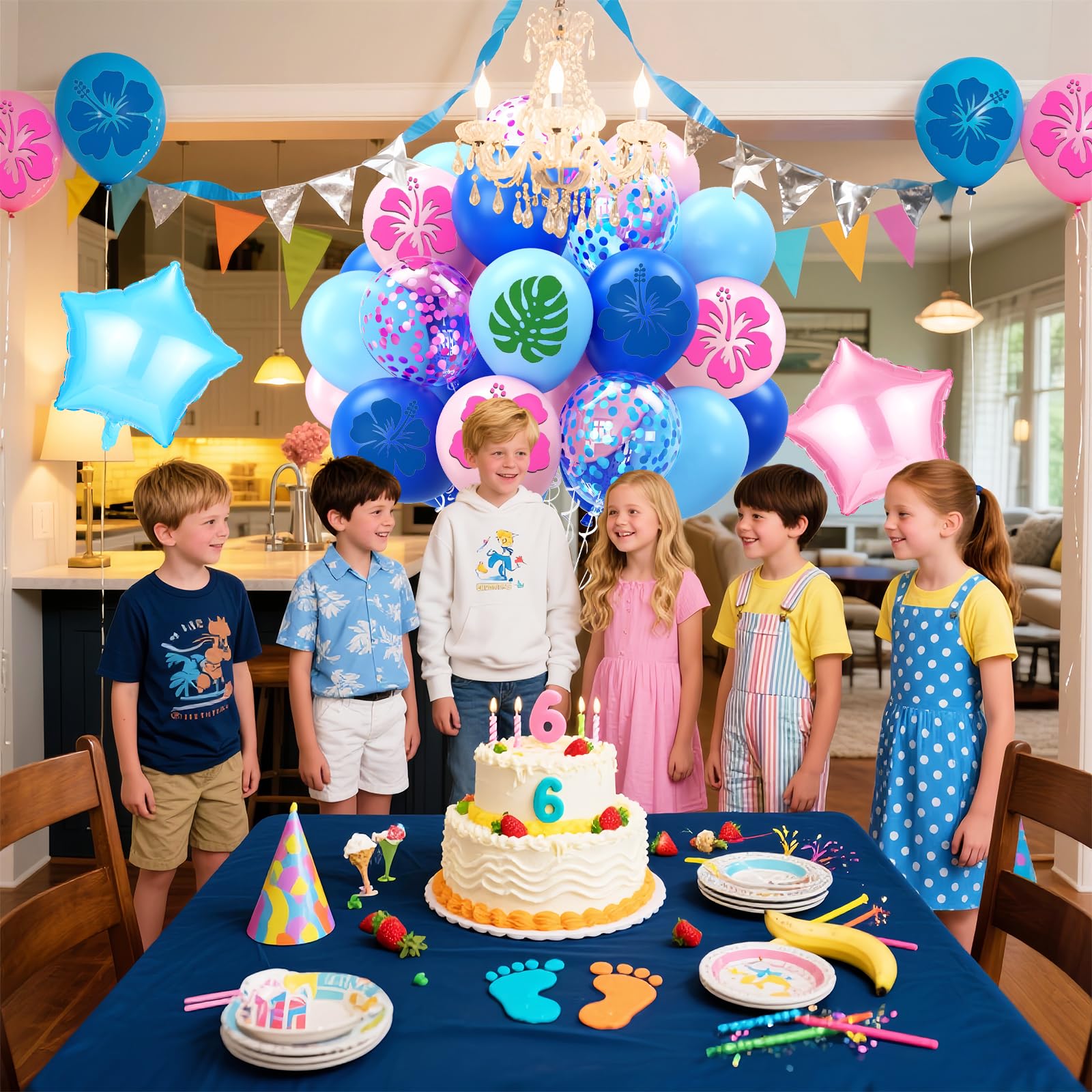 Zheiuyjie Blue Pink Light Blue Balloon Set - 54Pcs 12in Cartoon Theme Party Decor