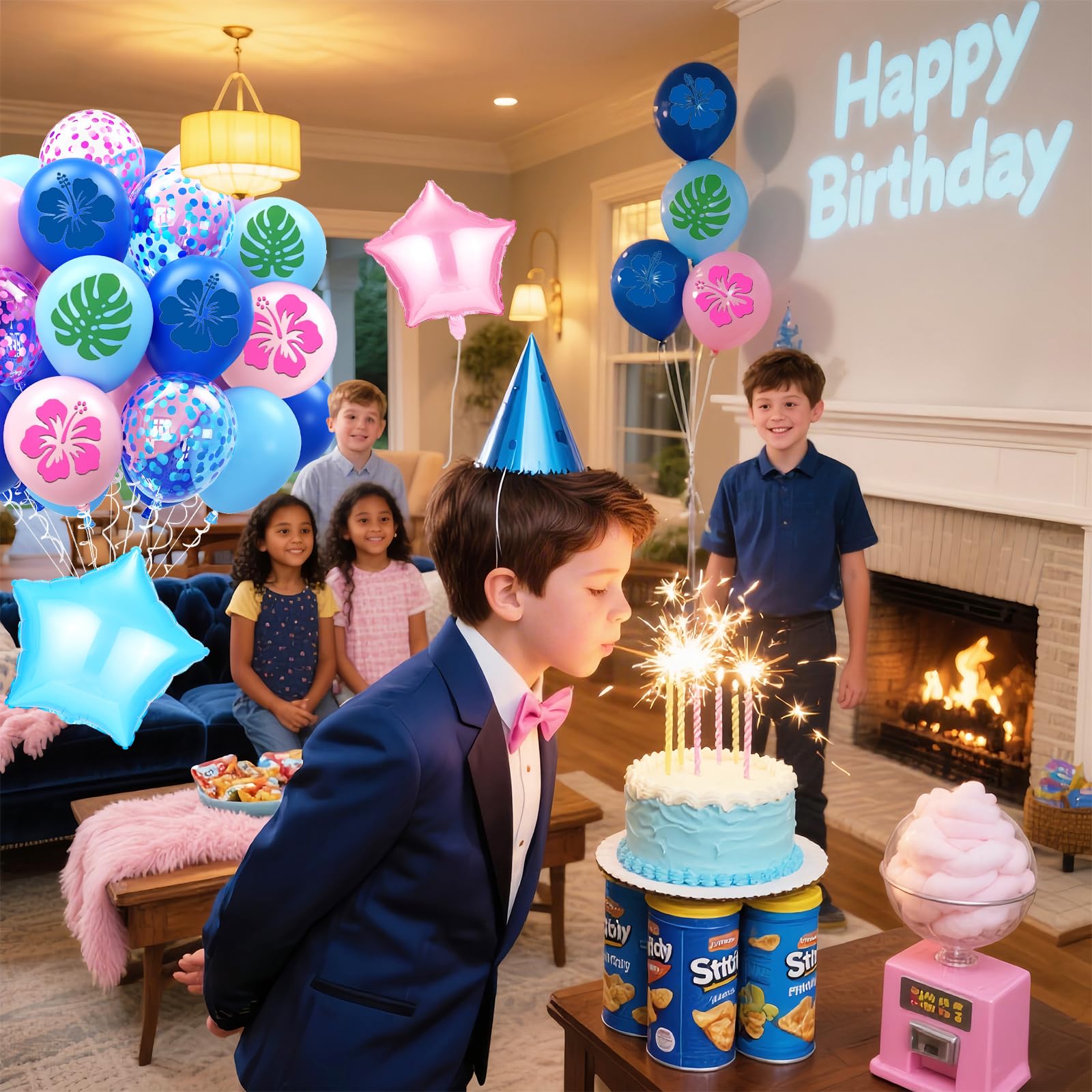 Zheiuyjie Blue Pink Light Blue Balloon Set - 54Pcs 12in Cartoon Theme Party Decor