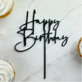 ZHENGYE Black Acrylic Happy Birthday Cake Topper – Reusable, 3.94 in Wide, 5.12 in Plunger