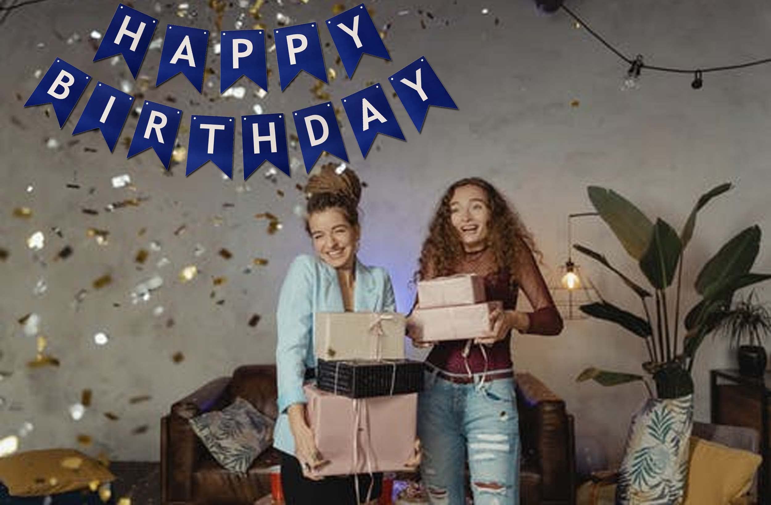 ZHENGYE Blue Happy Birthday Banner – DIY Party Decoration