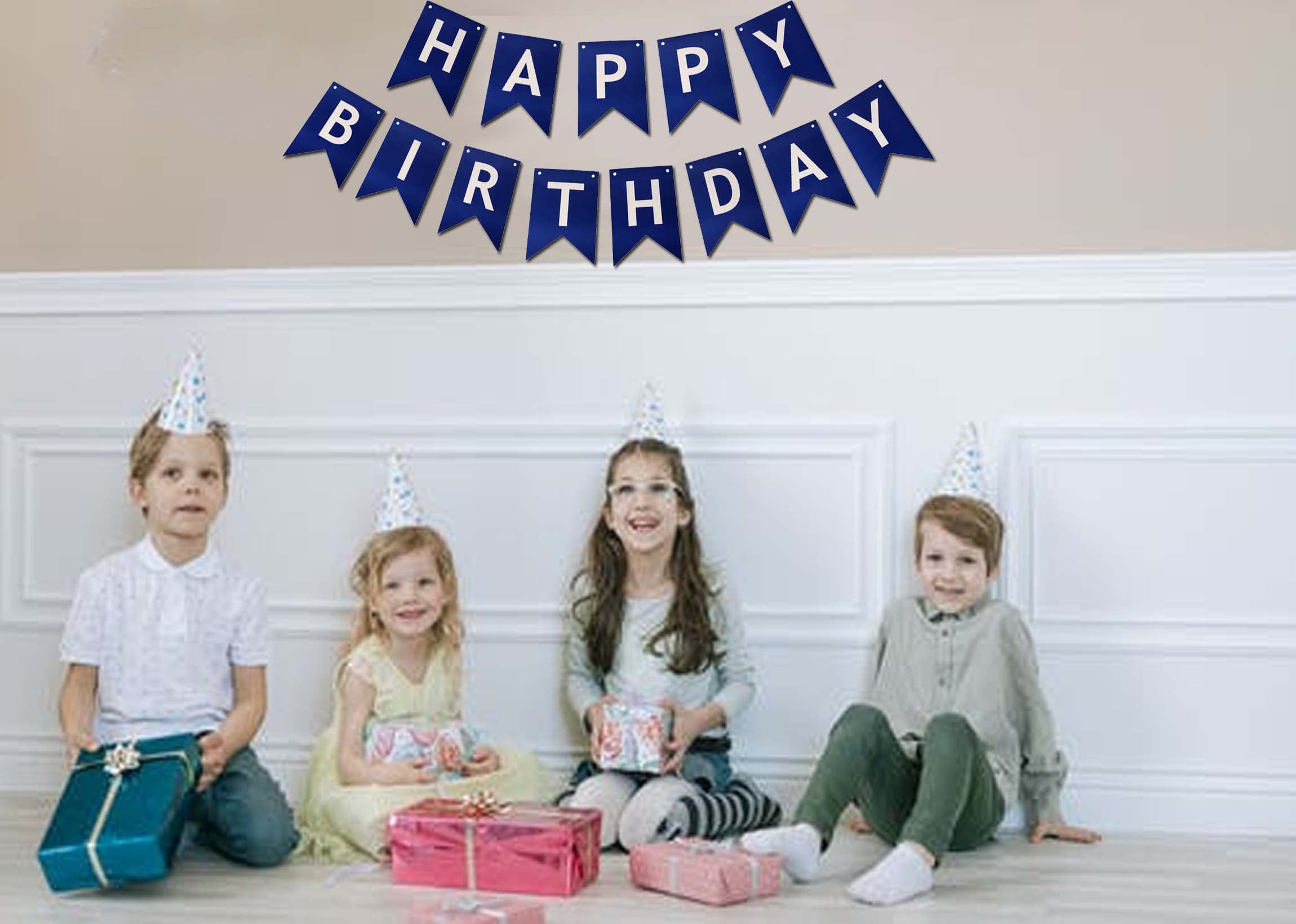 ZHENGYE Blue Happy Birthday Banner – DIY Party Decoration