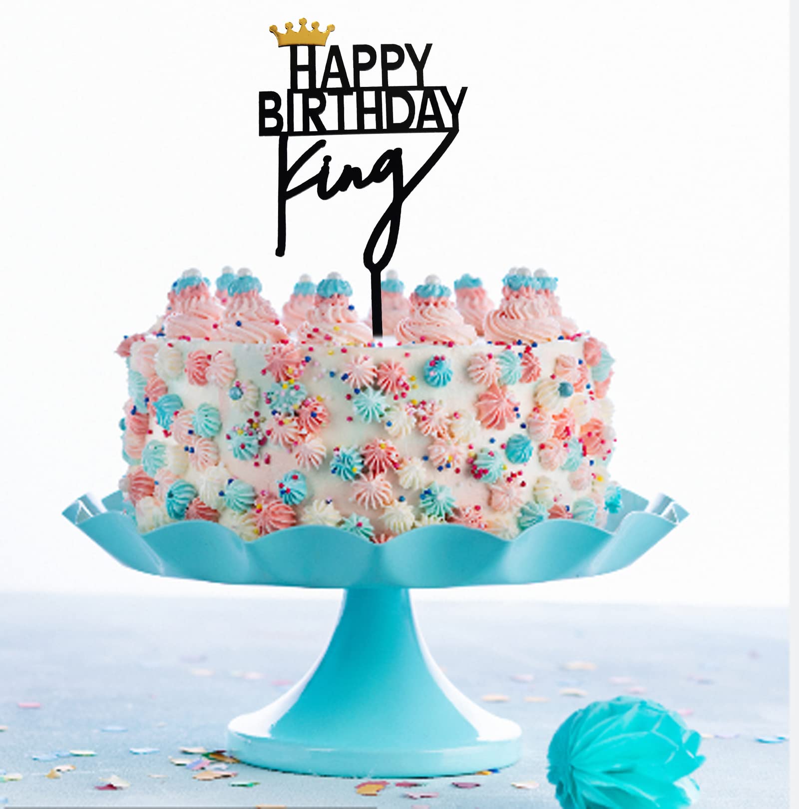 ZHENGYE Crown King Birthday Cake Topper – Acrylic Decorations
