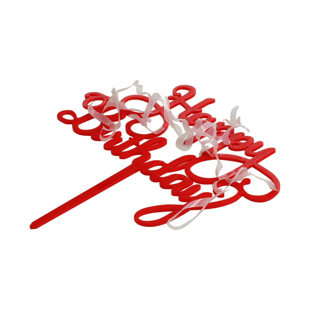 ZHENGYE Red Happy Birthday Cake Topper - Eco-Friendly Acrylic
