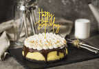 ZHENGYE Gold Happy Birthday Cake Topper – Acrylic, 3.9in Wide, 5.3in Plunger