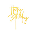 ZHENGYE Gold Happy Birthday Cake Topper – Acrylic, 3.9in Wide, 5.3in Plunger