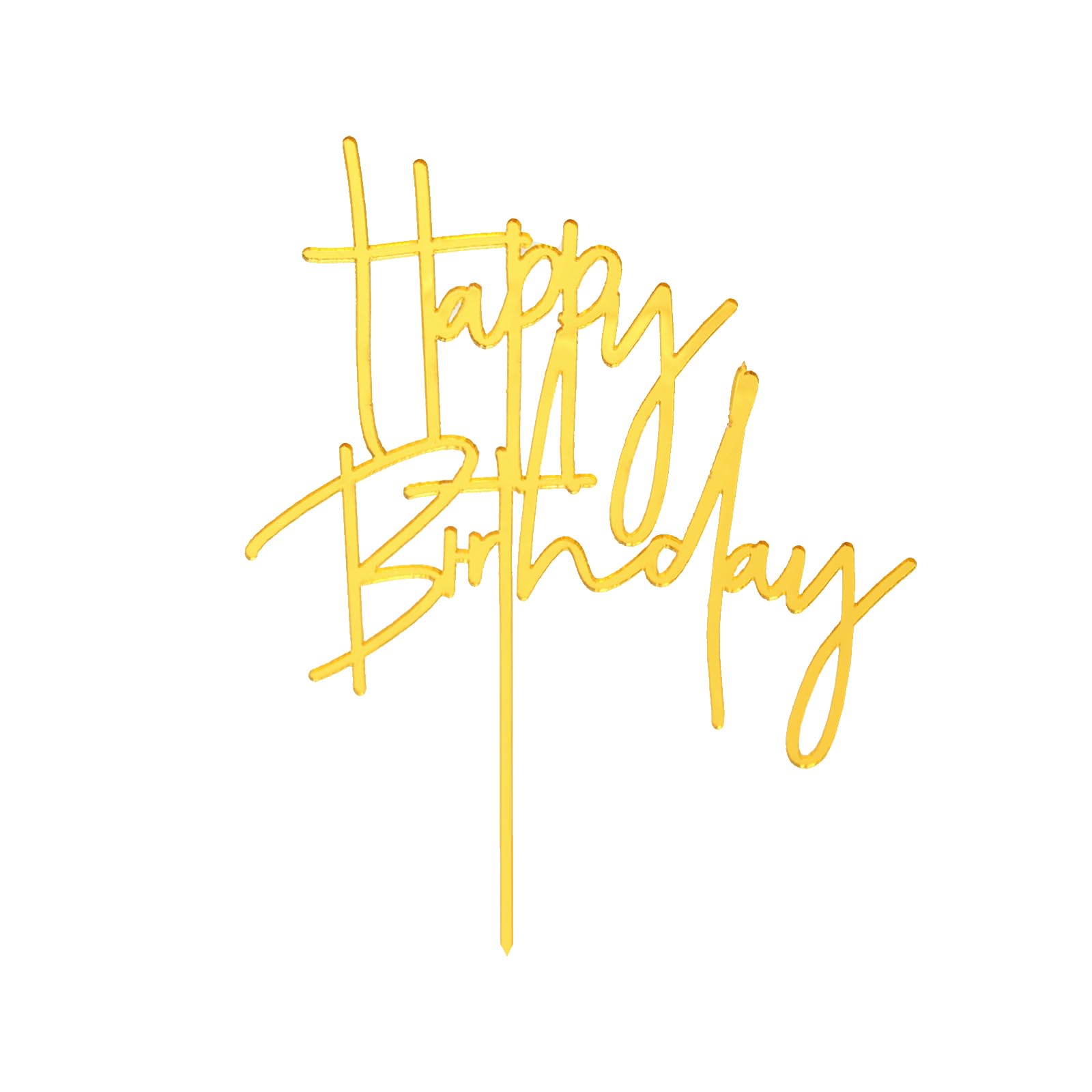 ZHENGYE Gold Happy Birthday Cake Topper – Acrylic, 3.9in Wide, 5.3in Plunger