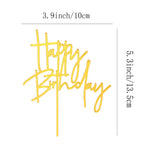 ZHENGYE Gold Happy Birthday Cake Topper – Acrylic, 3.9in Wide, 5.3in Plunger