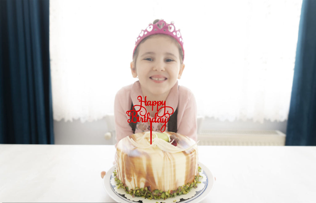 ZHENGYE Red Happy Birthday Cake Topper - Eco-Friendly Acrylic