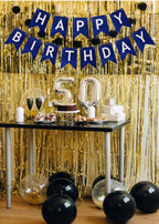 ZHENGYE Blue Happy Birthday Banner – DIY Party Decoration