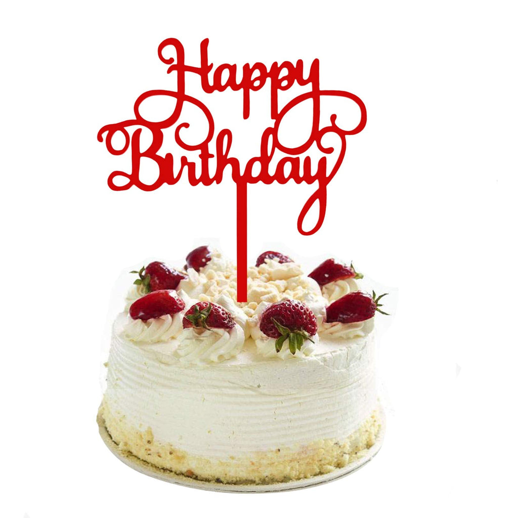 ZHENGYE Red Happy Birthday Cake Topper - Eco-Friendly Acrylic