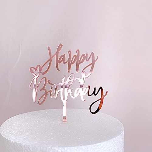 ZHENGYE Rose Gold Acrylic Happy Birthday Cake Topper – Rose Gold 20