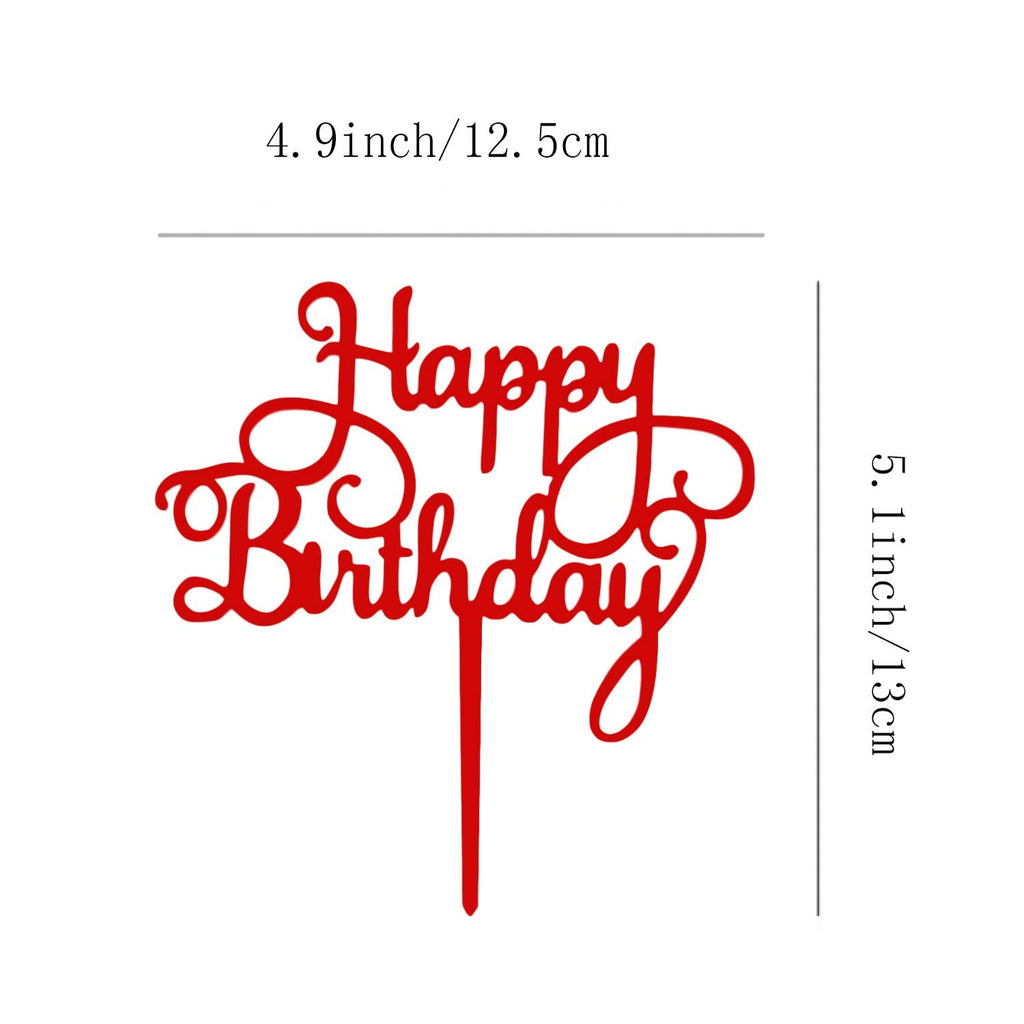 ZHENGYE Red Happy Birthday Cake Topper - Eco-Friendly Acrylic
