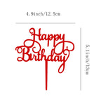 ZHENGYE Red Happy Birthday Cake Topper - Eco-Friendly Acrylic
