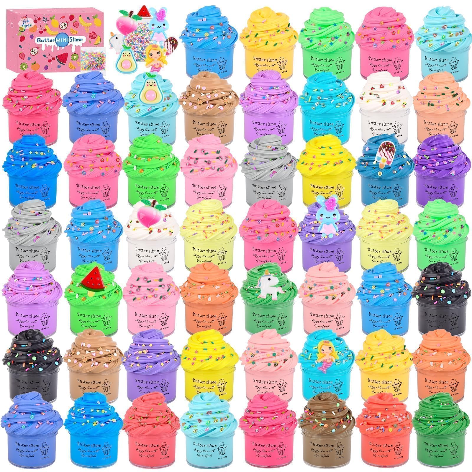 ZHNEHAOKAN 56-Pack Valentine Butter Slime Kit – Soft, Non-Sticky Slime for Kids, Classroom & Party Favors