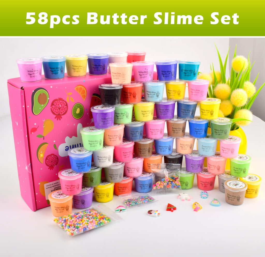 ZHNEHAOKAN 56-Pack Valentine Butter Slime Kit – Soft, Non-Sticky Slime for Kids, Classroom & Party Favors