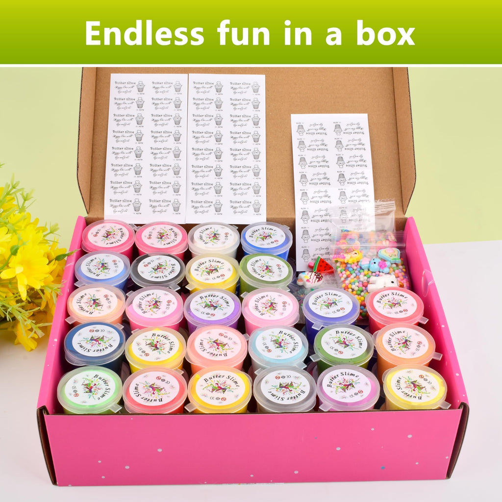 ZHNEHAOKAN 56-Pack Valentine Butter Slime Kit – Soft, Non-Sticky Slime for Kids, Classroom & Party Favors