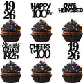ZHUOWEISM 30pcs Black Glitter 100th Birthday Cupcake Toppers – Straight Outta 1926 Party Picks