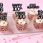 ZHUOWEISM 30pcs Black Glitter 100th Birthday Cupcake Toppers – Straight Outta 1926 Party Picks