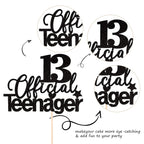 ZHUOWEISM 13 Official Teenager Glitter Cake Topper — 13th Birthday Party Decoration (Black)
