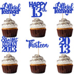ZHUOWEISM 30Pcs 13th Birthday Cupcake Toppers Glitter Straight Outta 2013 Blue