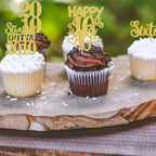 ZHUOWEISM 30Pcs Happy 16th Birthday Cupcake Toppers | Gold Glitter 'Straight Outta 2010' Picks