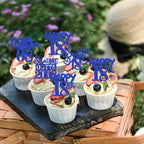 ZHUOWEISM 30 Pcs 18th Birthday Cupcake Toppers Glitter – Straight Outta 2008, Blue