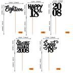 ZHUOWEISM 30Pcs Black Glitter 18th Birthday Cupcake Toppers — Straight Outta 2008 Party Decor