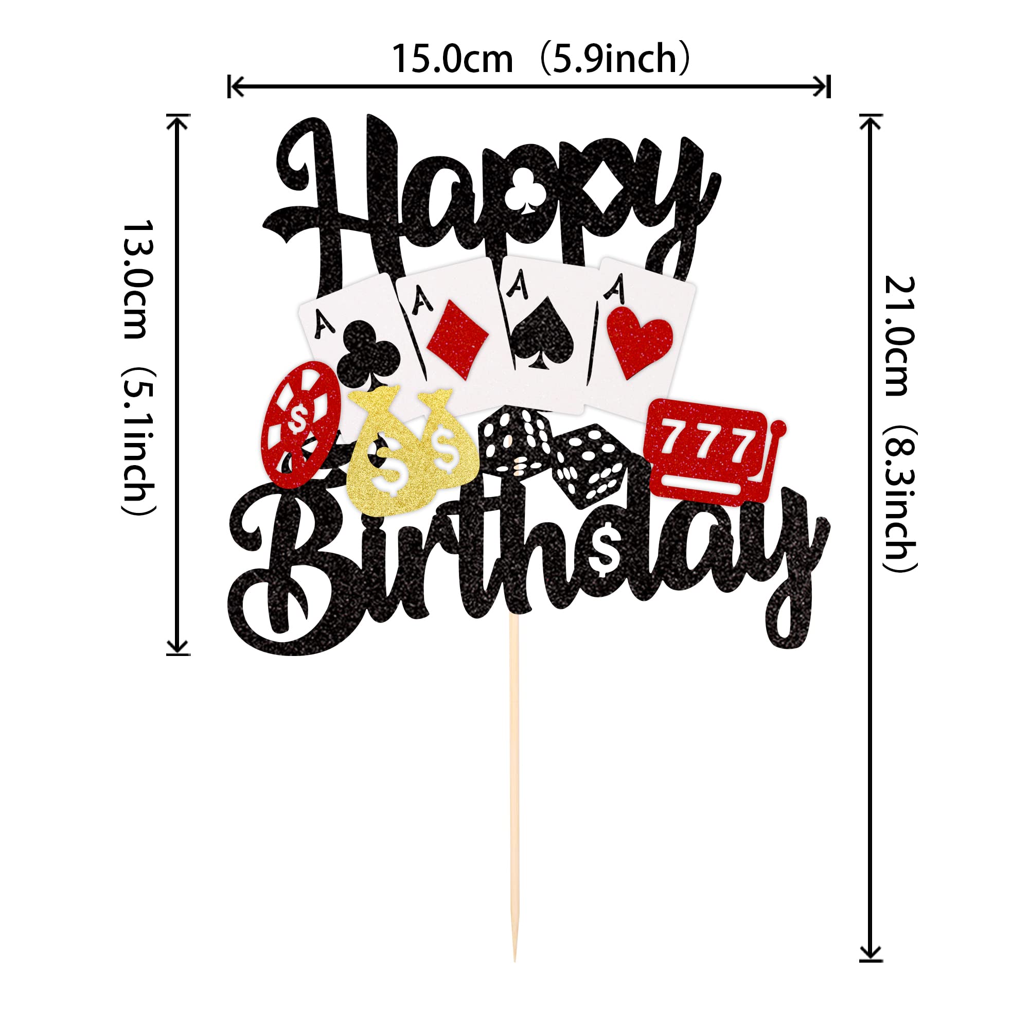 ZHUOWEISM Casino Cake Topper – 1 pc Las Vegas Poker Night Birthday Decoration
